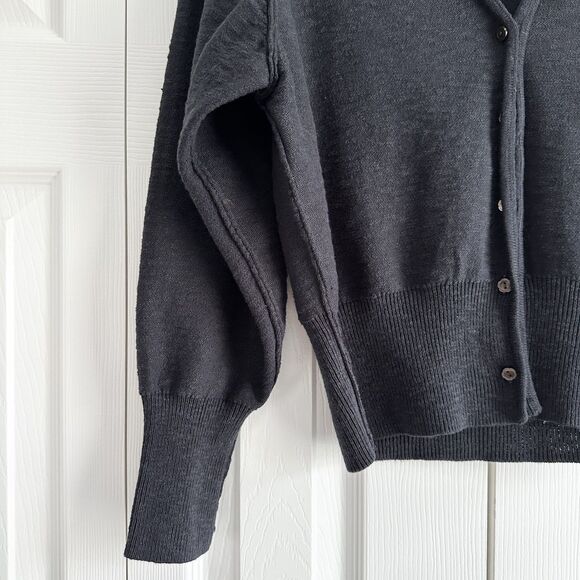 Free People Cardigan Sweater Size XS Navy Blue Kait Cardi Cotton Linen - Picture 3 of 8